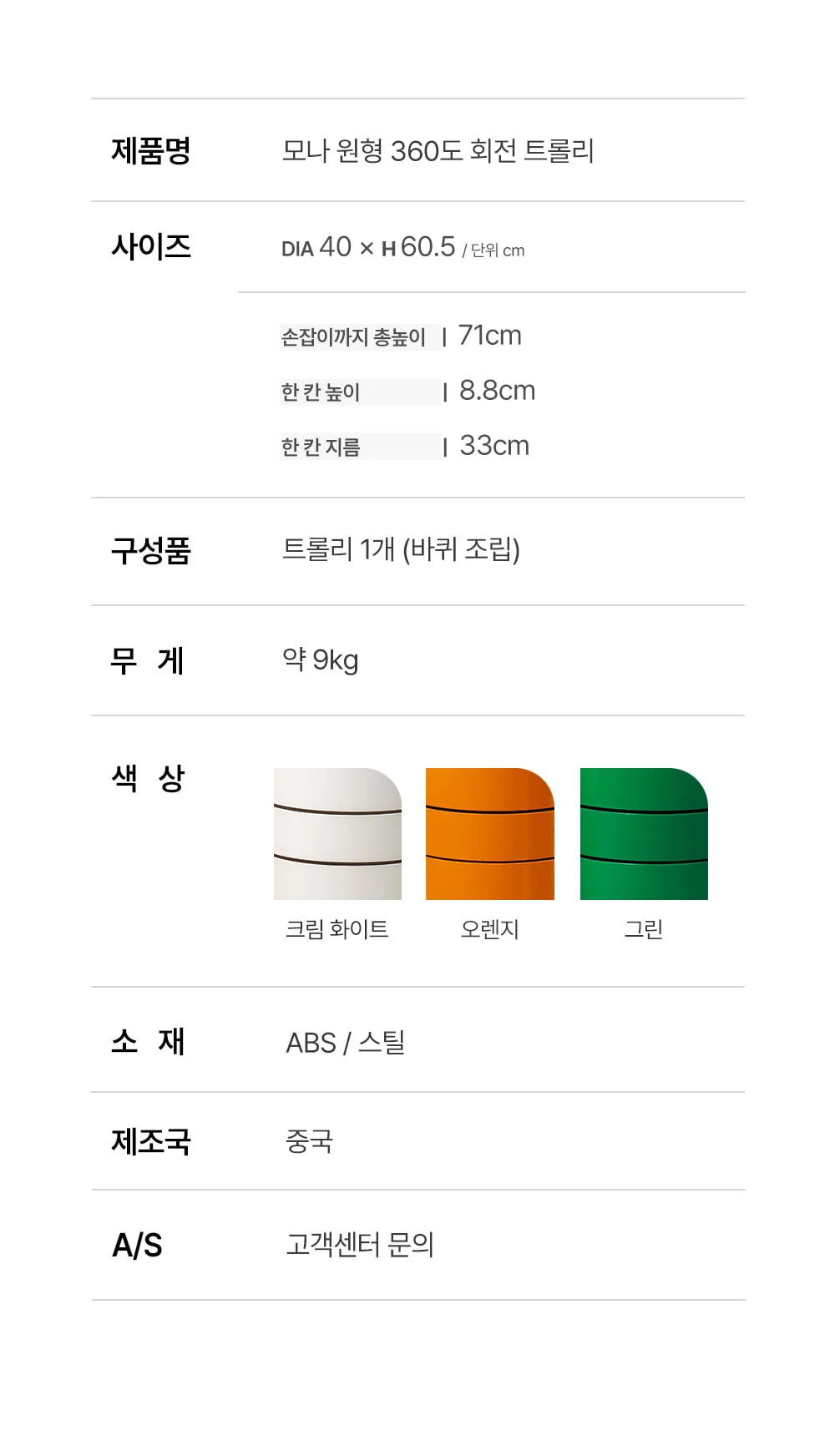 모나 컨테이너 5단 원형 트롤리 이동식 웨건 상세 이미지 50