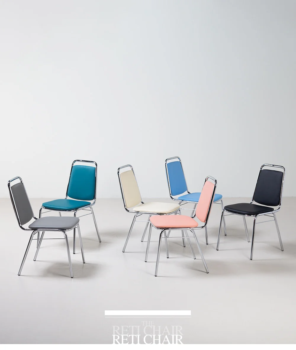 [리퍼브] 레티 레트로 미드센추리 스택 가죽 철제 카페 의자 6color 상세 이미지 4