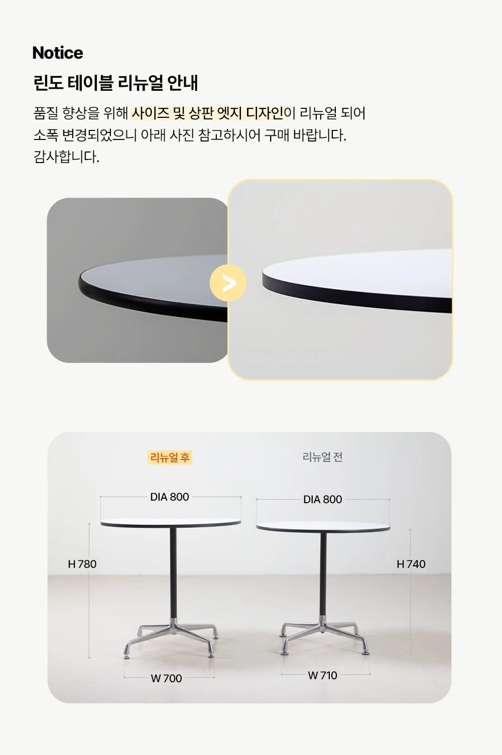 린도 원형 홈카페 식탁 테이블 상세 이미지 2